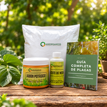 Cargar imagen en el visor de la galería, KIT Escudo Verde: Jabón Potásico, Aceite de Neem y Tierra de Diatomeas